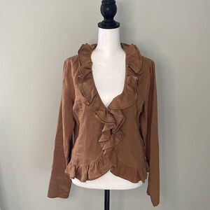 Trousers Etc. Fashion Jacket/Blazer. Size‎ 4. Terracotta w/gold shimmer. Ruffles